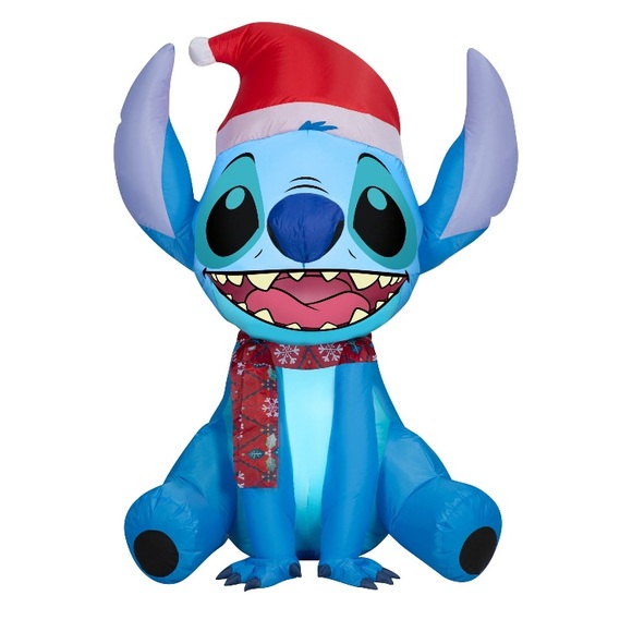 Disney Holiday Disney Stitch Santa Hat Inflatable Blow Up New 4ft
